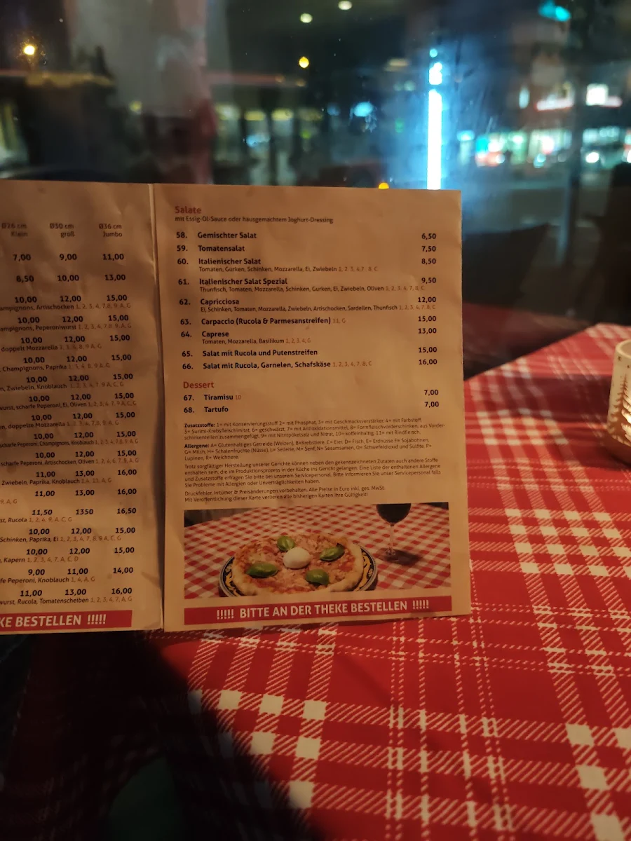Speisekarte, Pizzeria Portofino