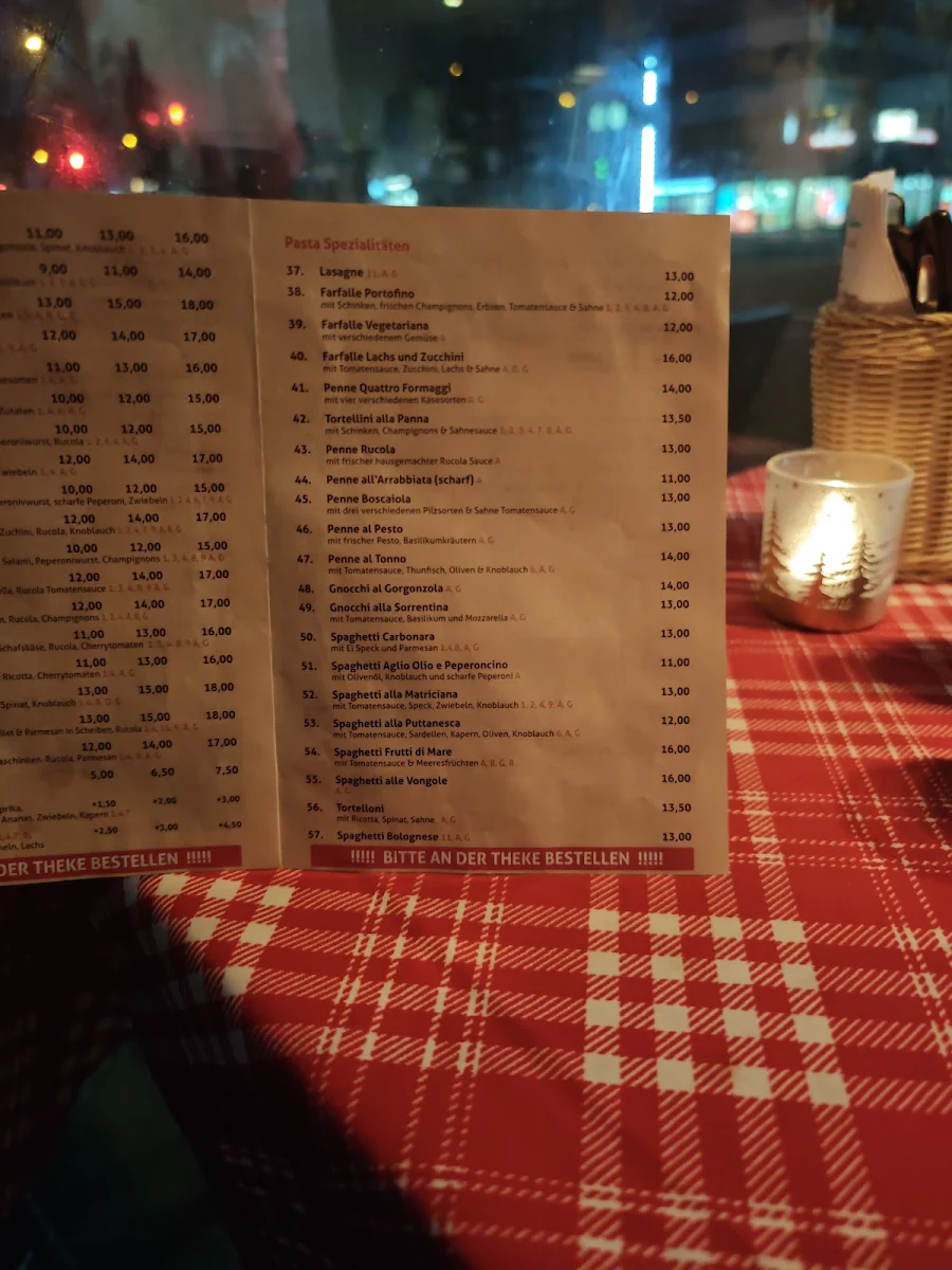 Speisekarte, Pizzeria Portofino