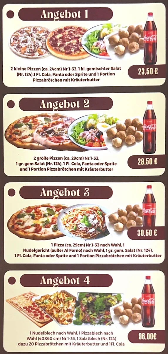 Speisekarte, Pizzeria Cucina Castrop-Rauxel