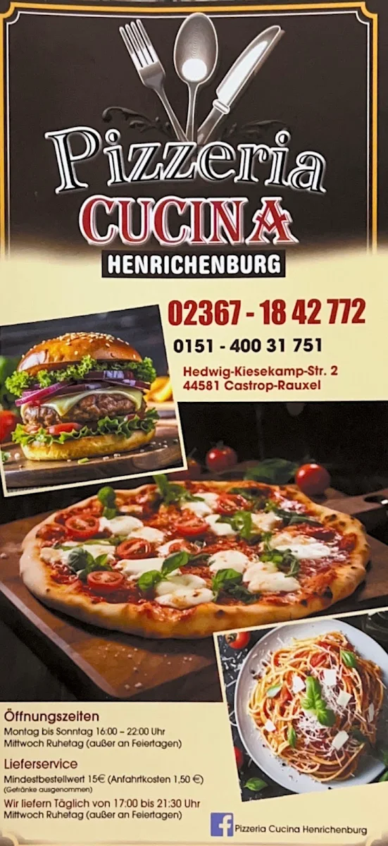 Speisekarte, Pizzeria Cucina Castrop-Rauxel