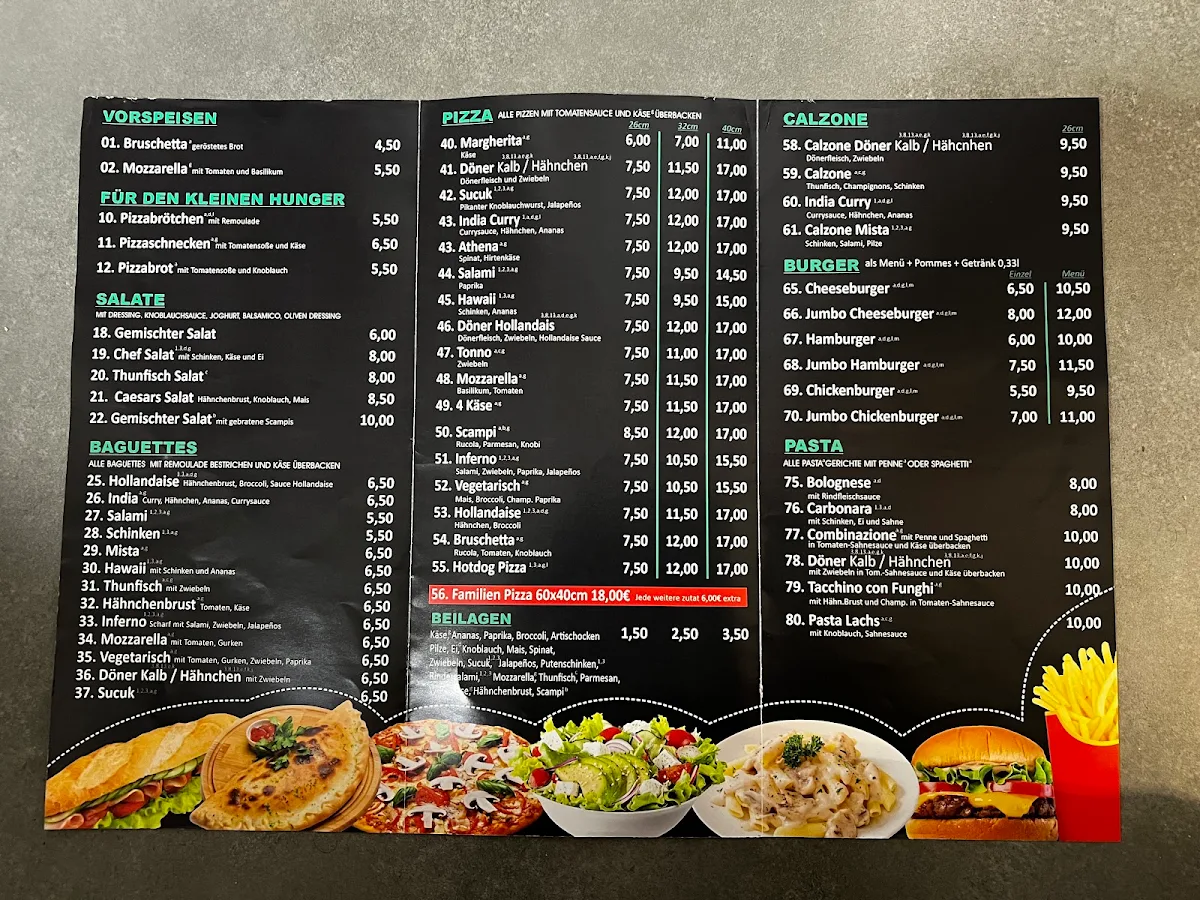 Speisekarte, Nel Mezzo Pizzeria u. Lieferservice