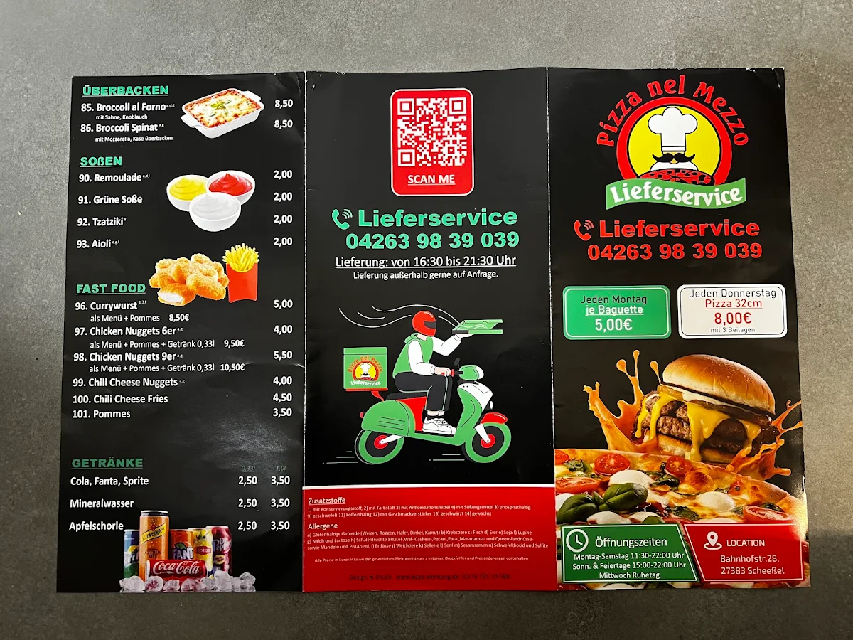 Speisekarte, Nel Mezzo Pizzeria u. Lieferservice