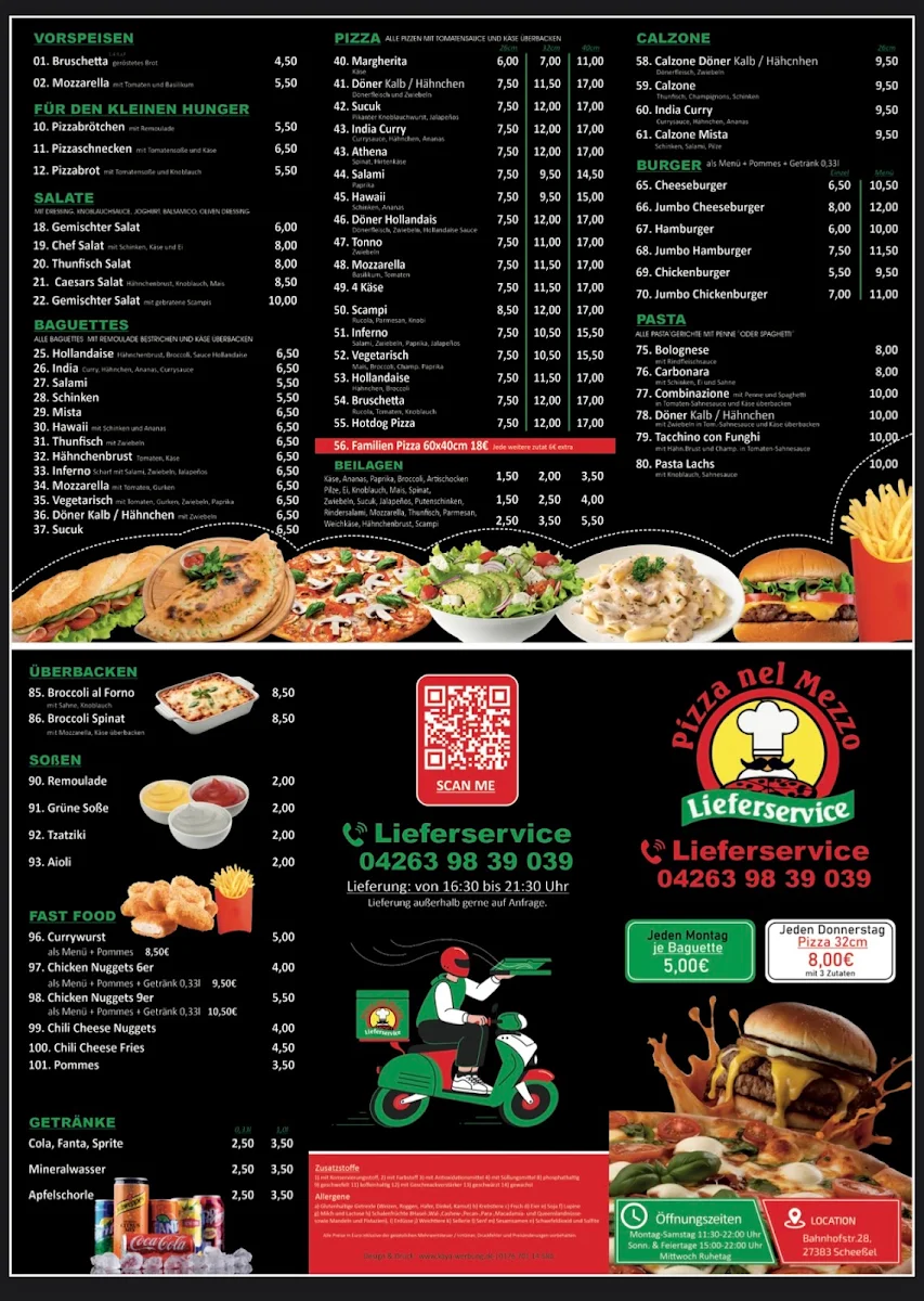 Speisekarte, Nel Mezzo Pizzeria u. Lieferservice