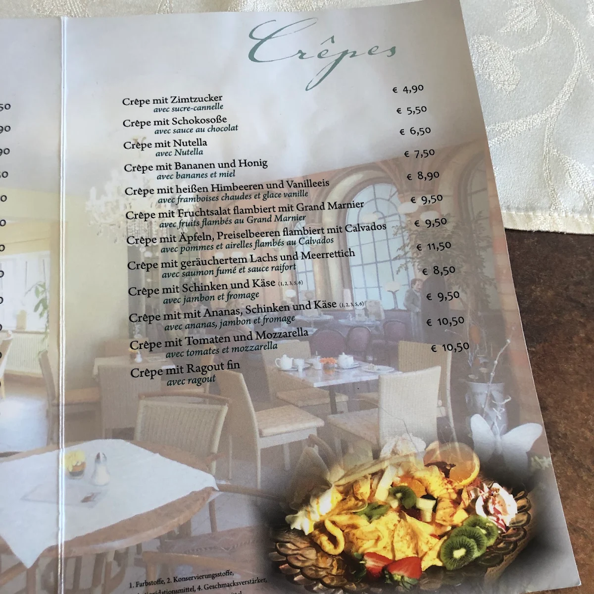 Speisekarte, Cafe Ihringer - Breisach am Rhein