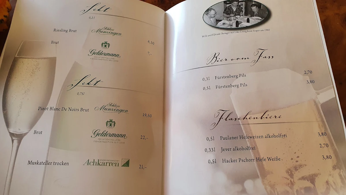 Speisekarte, Cafe Ihringer - Breisach am Rhein