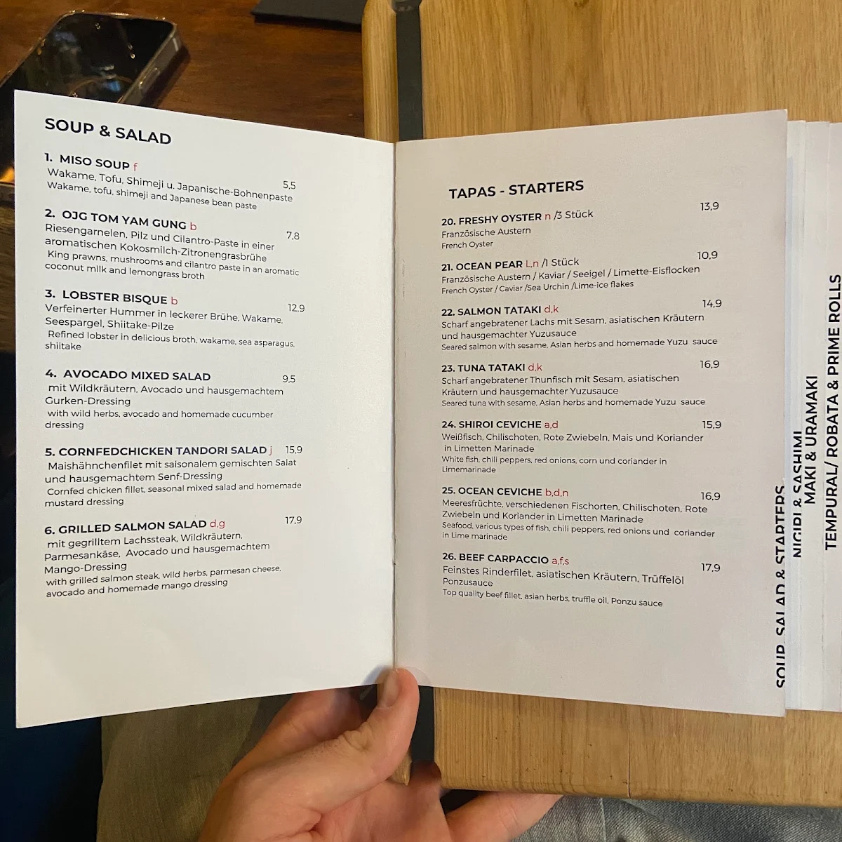 Speisekarte, OJIGI - Japanisches Restaurant Mannheim