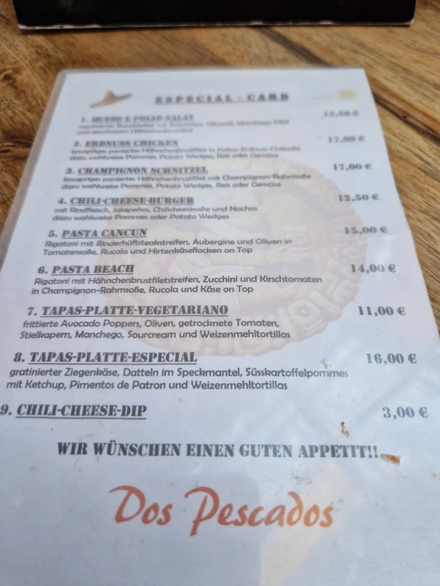 Speisekarte, Dos Pescados I - Tegel