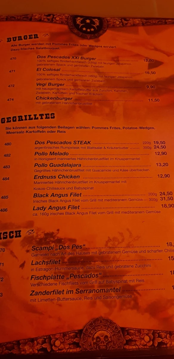Speisekarte, Dos Pescados I - Tegel