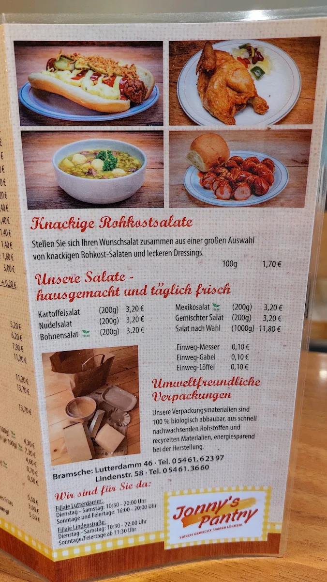 Speisekarte, Jonny's Pantry