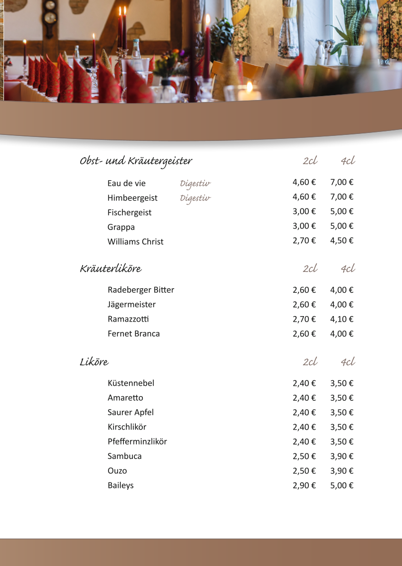 Speisekarte, Restaurant Gutshaus-Albertsdorf