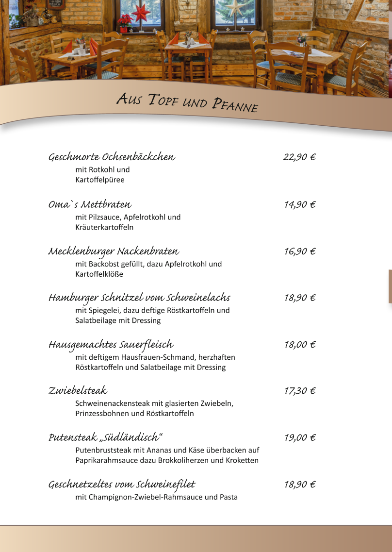 Speisekarte, Restaurant Gutshaus-Albertsdorf
