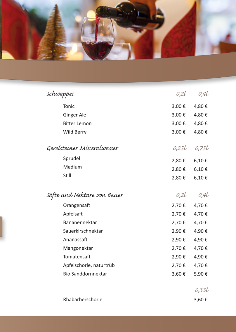 Speisekarte, Restaurant Gutshaus-Albertsdorf