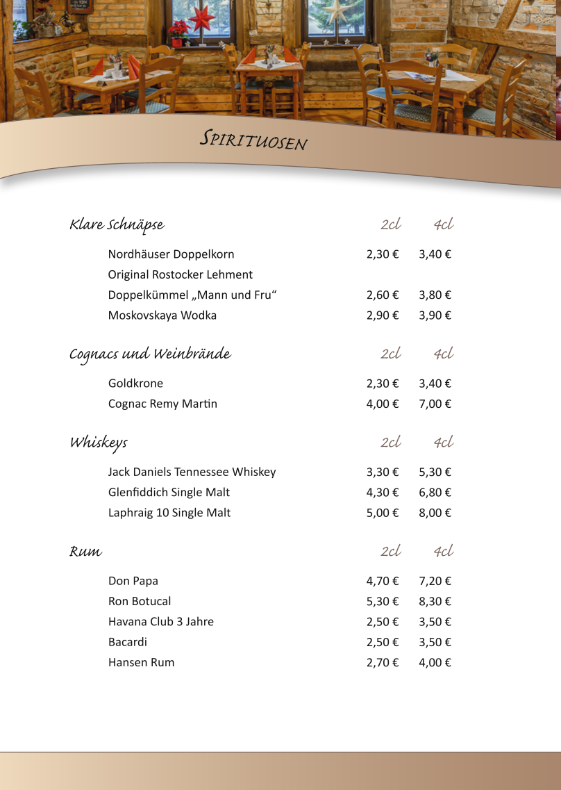 Speisekarte, Restaurant Gutshaus-Albertsdorf