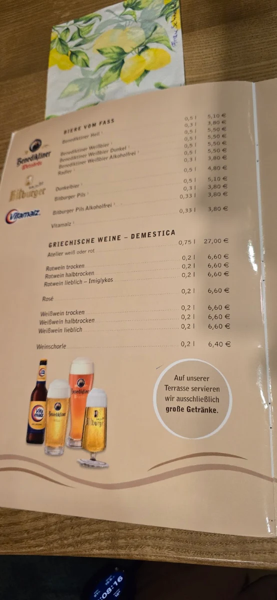 Speisekarte, Restaurant Edersee-Alm