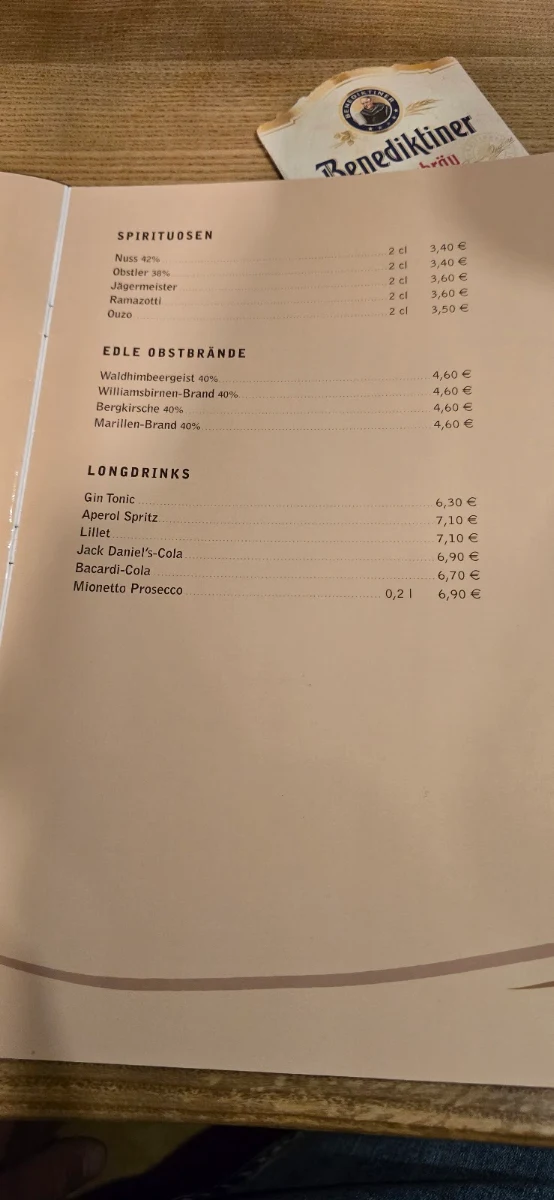 Speisekarte, Restaurant Edersee-Alm
