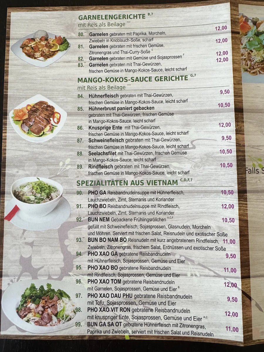 Speisekarte, PHU ANH Asiatisches Bistro