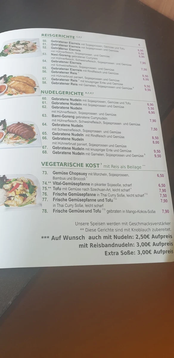 Speisekarte, PHU ANH Asiatisches Bistro