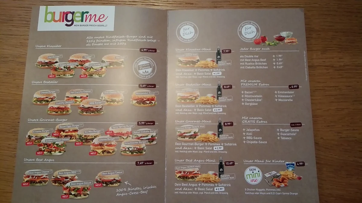 Speisekarte, burgerme Leipzig Gohlis