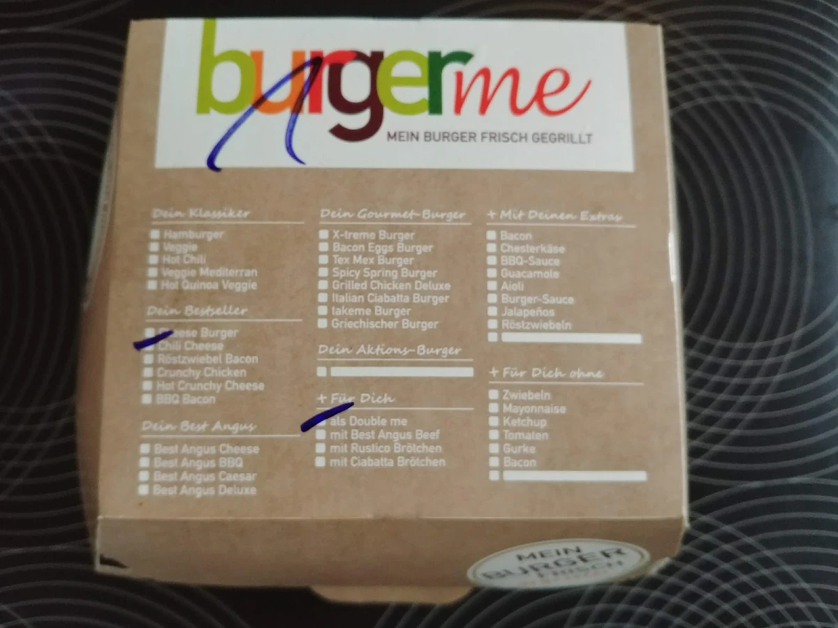 Speisekarte, burgerme Leipzig Gohlis