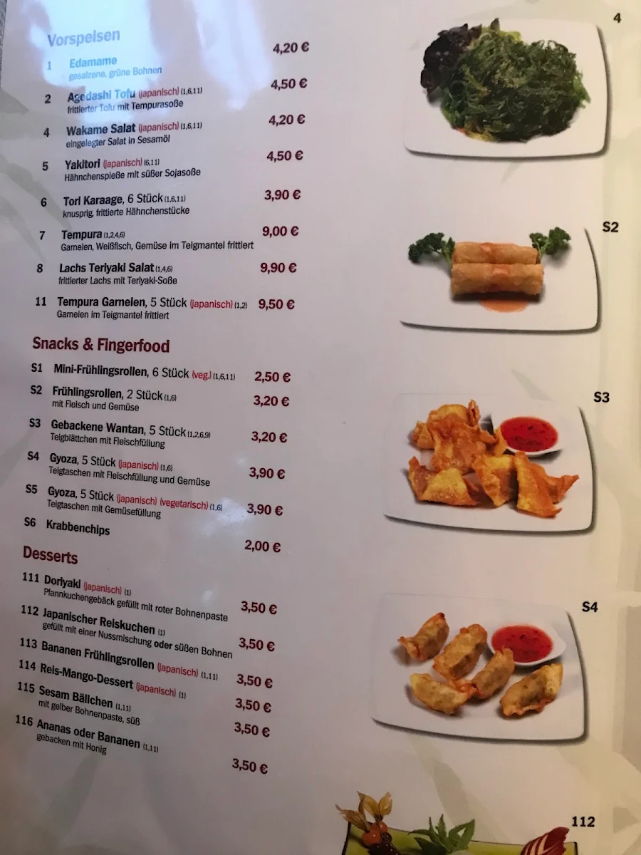 Speisekarte, Asia Food & Sushi Bar