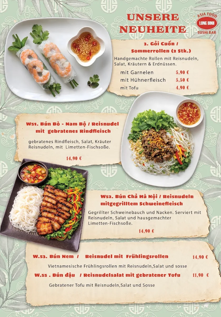 Speisekarte, Asia Food & Sushi Bar