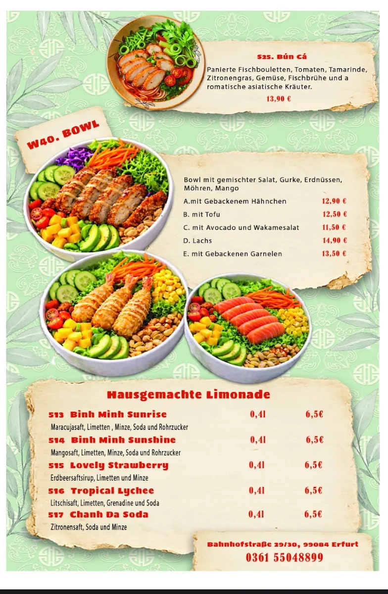 Speisekarte, Asia Food & Sushi Bar