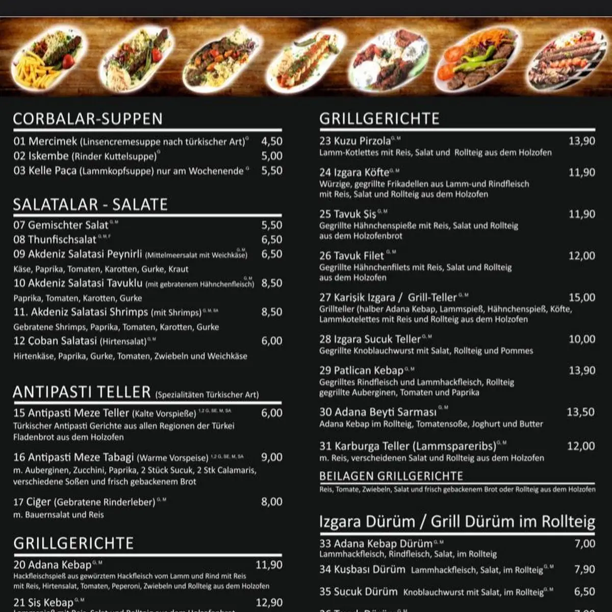 Speisekarte, Restaurant Alb Kebab Haus
