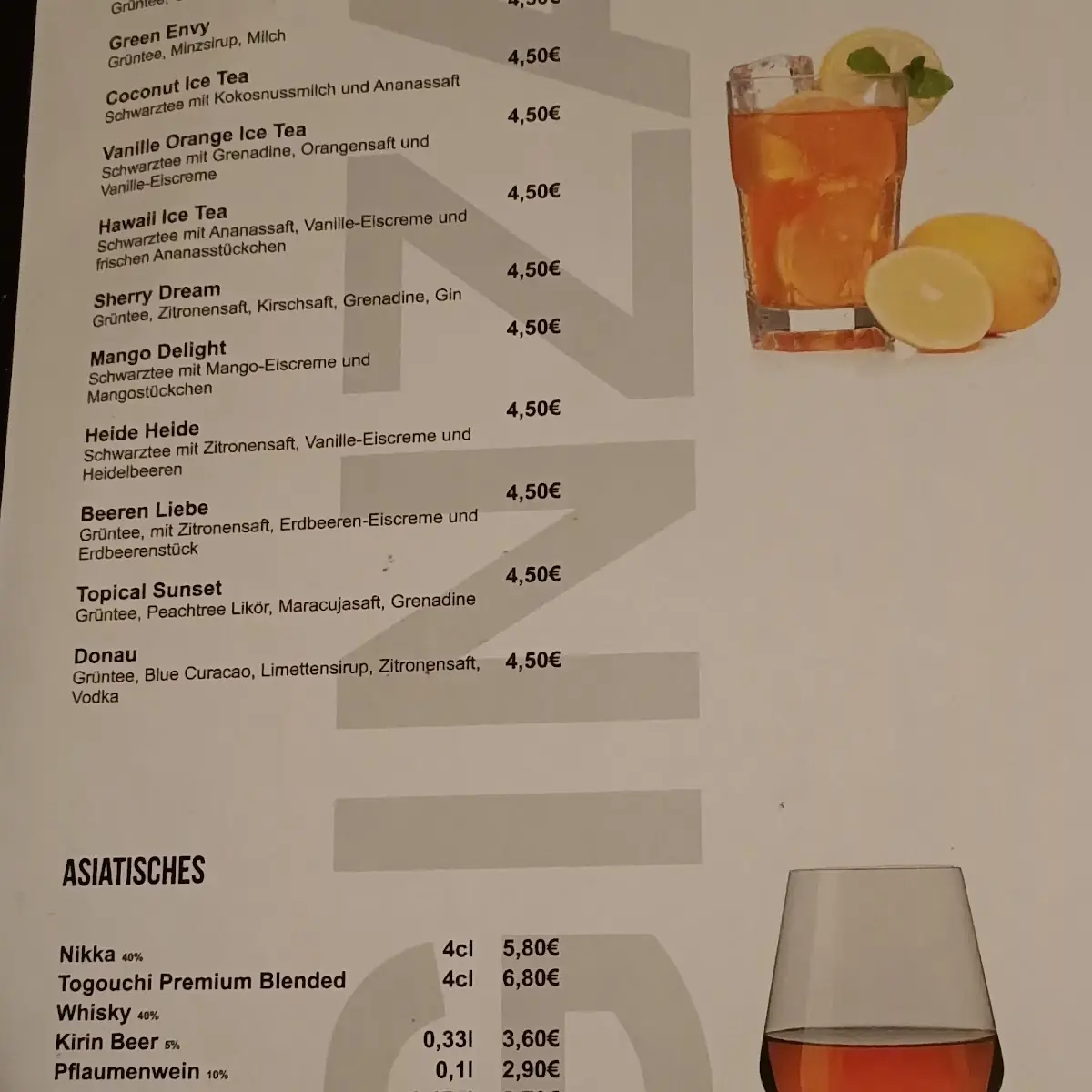 Speisekarte, GINZA Sushi Restaurant