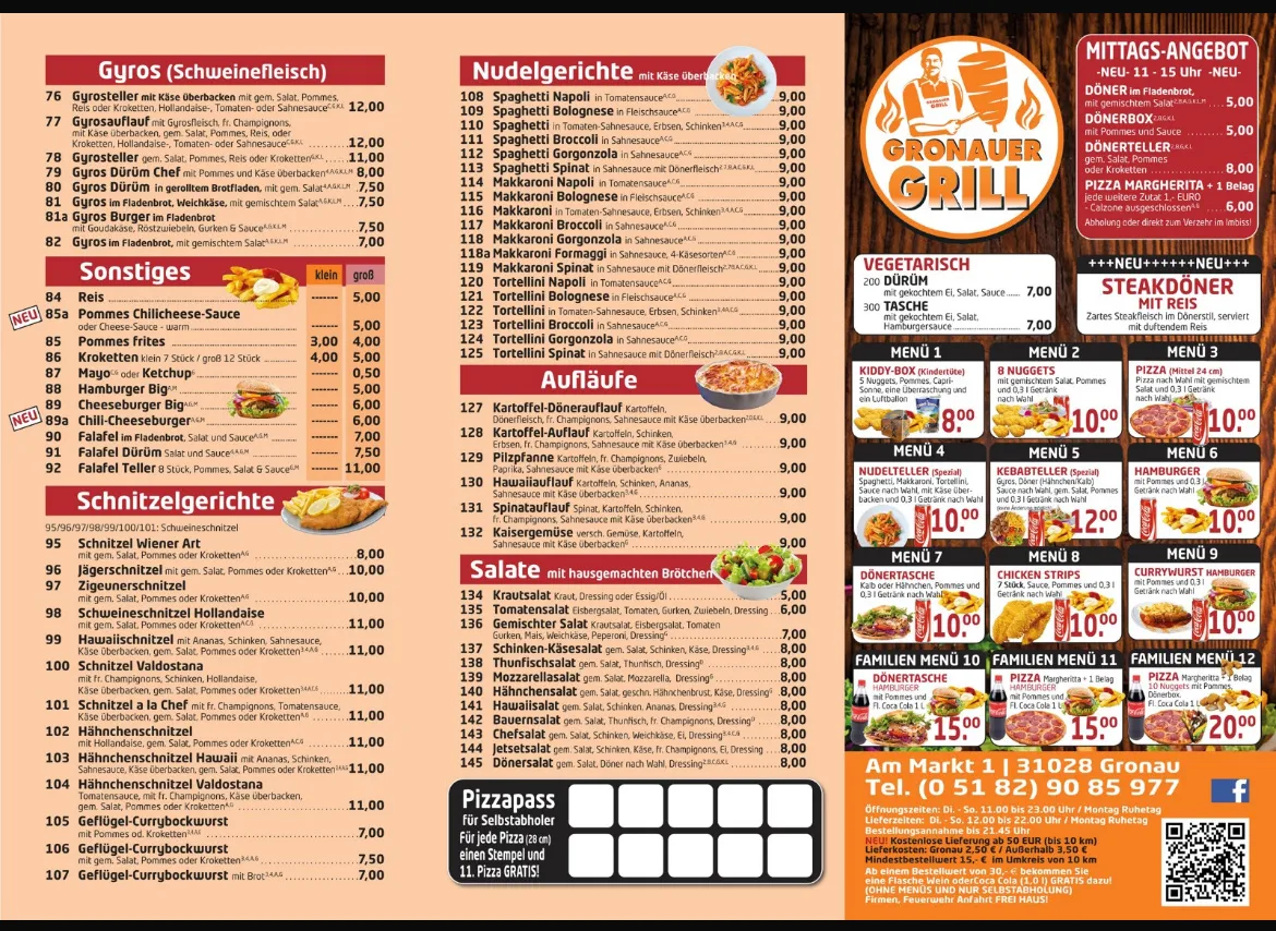 Speisekarte, Gronauer Grill