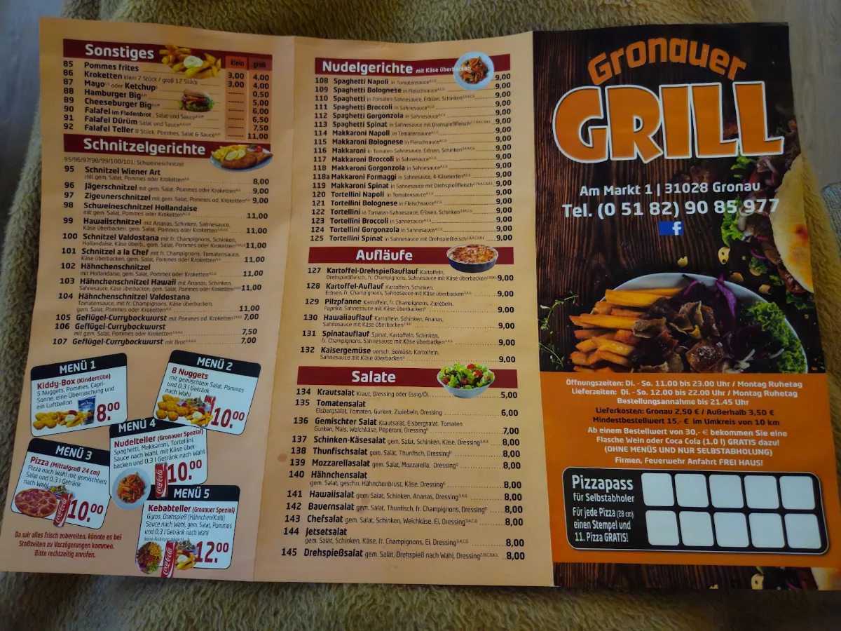 Speisekarte, Gronauer Grill