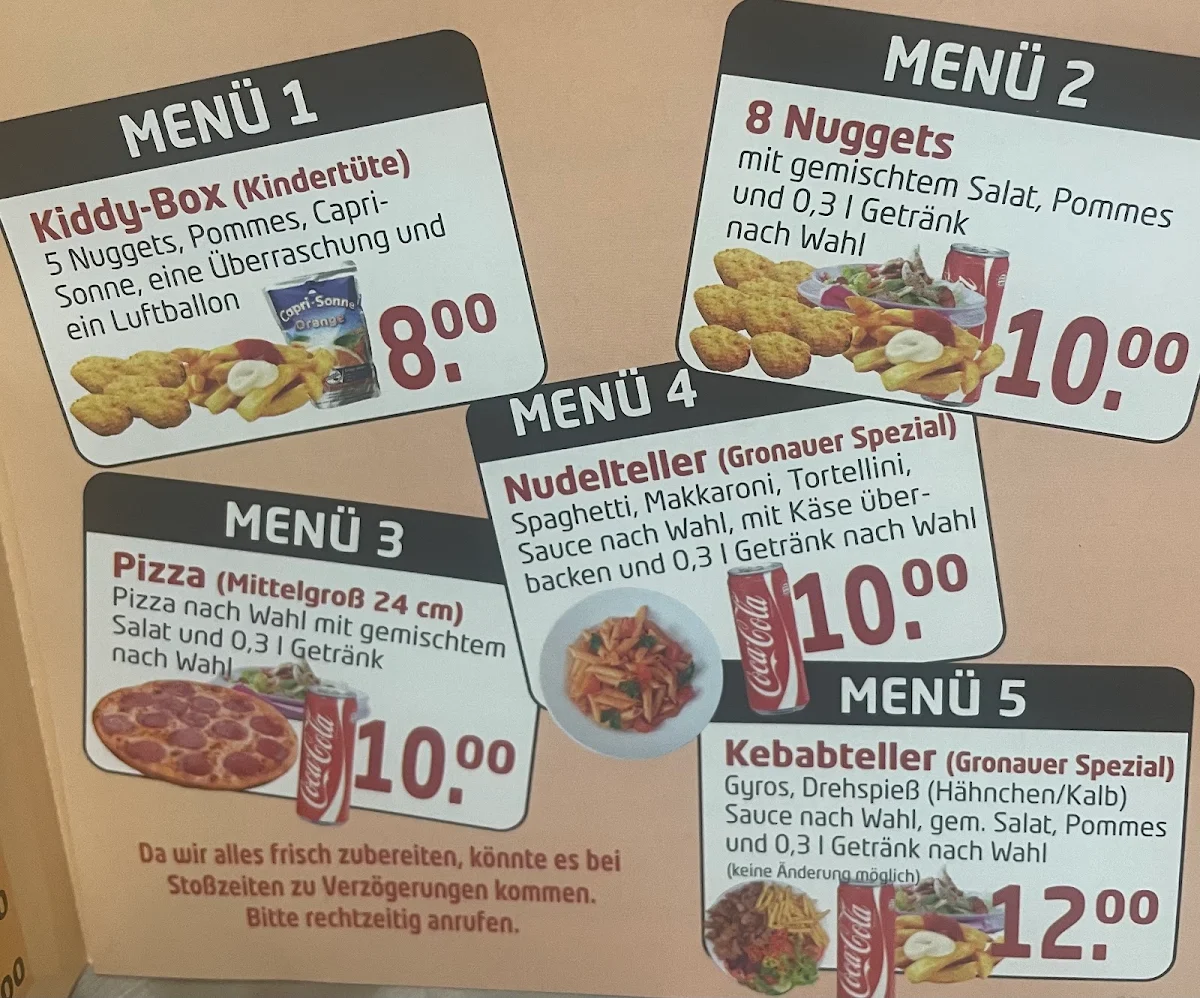 Speisekarte, Gronauer Grill