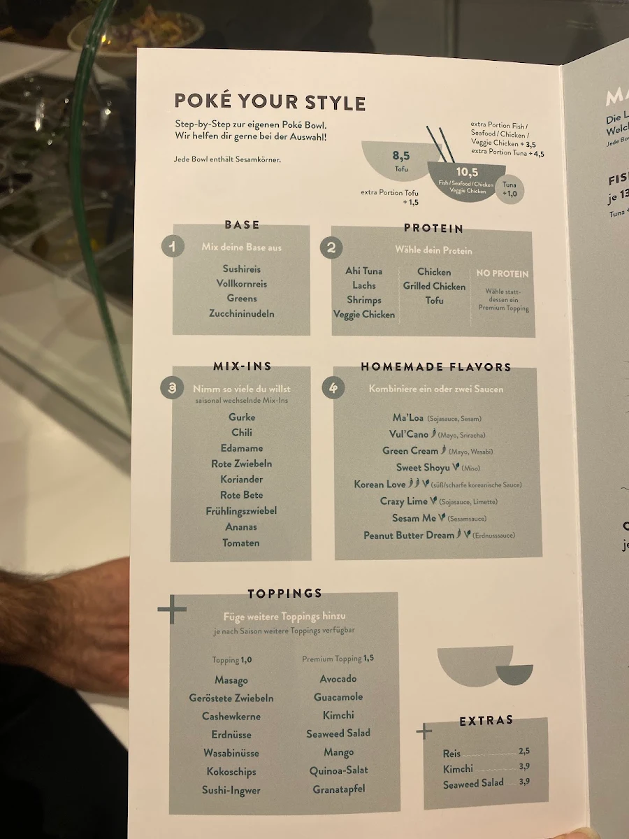 Speisekarte, MA'LOA Poké Bowl