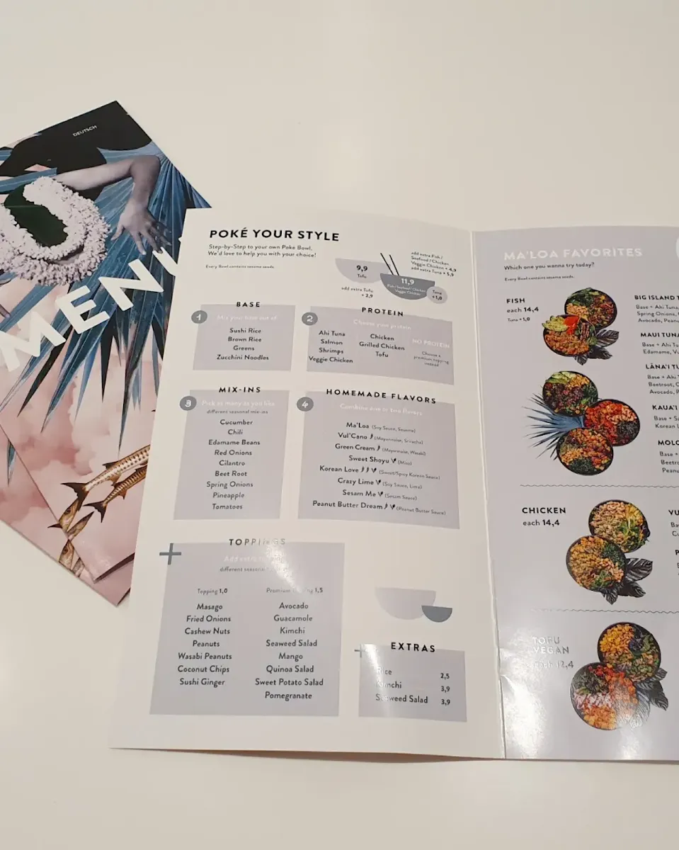 Speisekarte, MA'LOA Poké Bowl