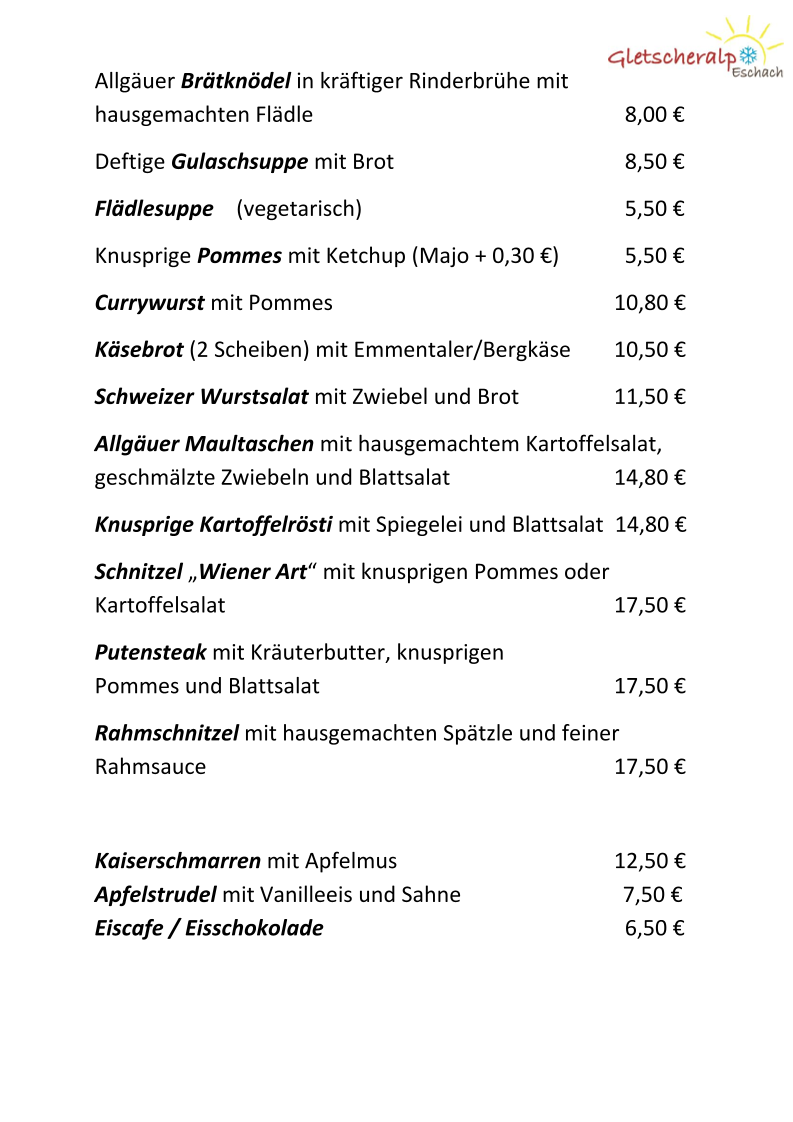 Speisekarte photo 1
