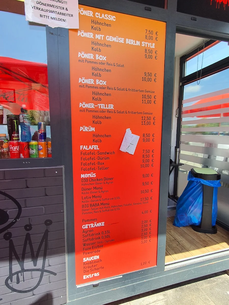 Speisekarte, Baba's Döner