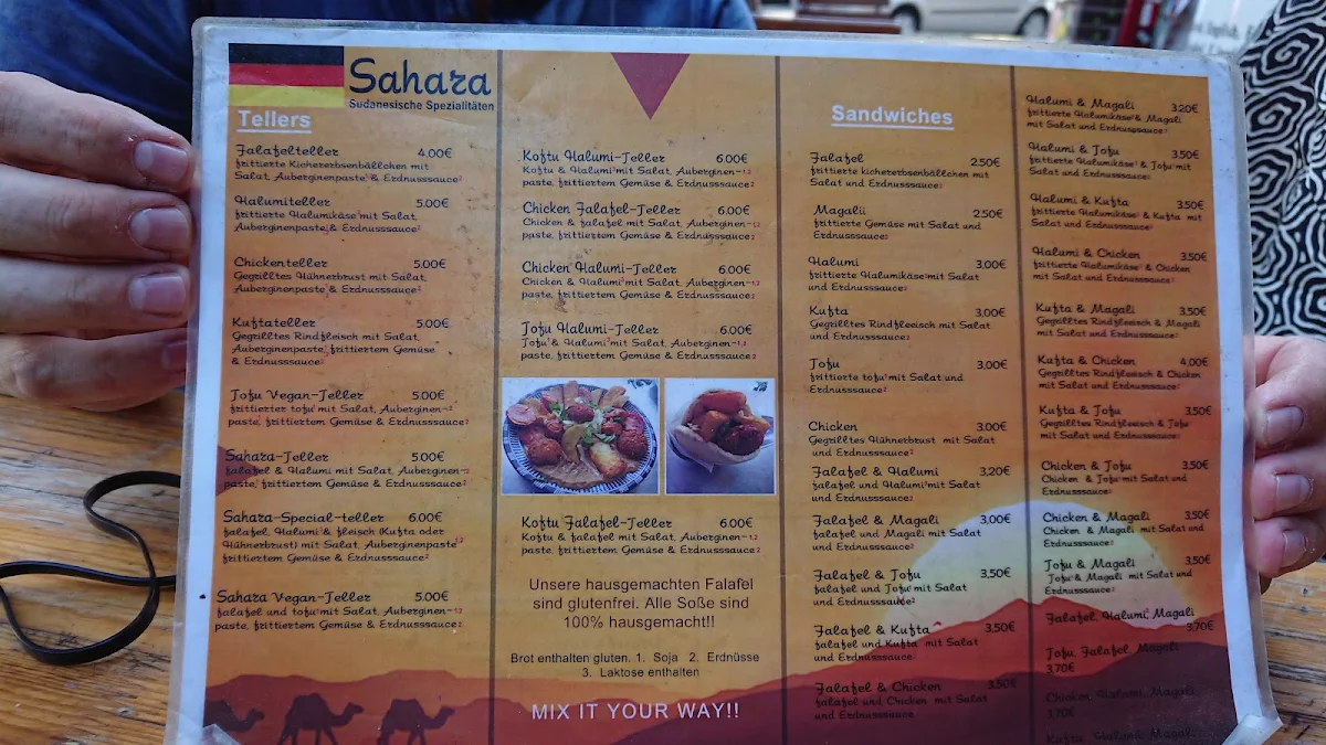 Speisekarte, Sahara Imbiss