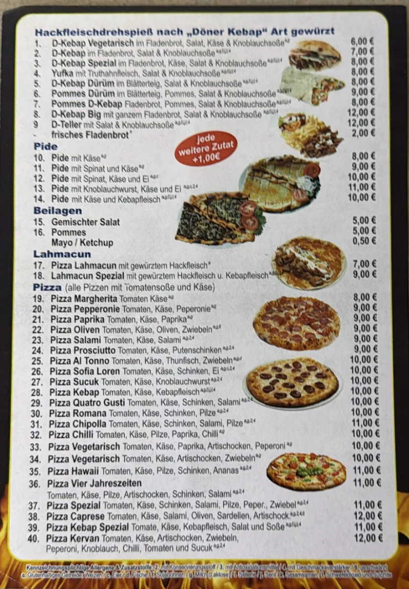 Speisekarte, Kervan Kebap