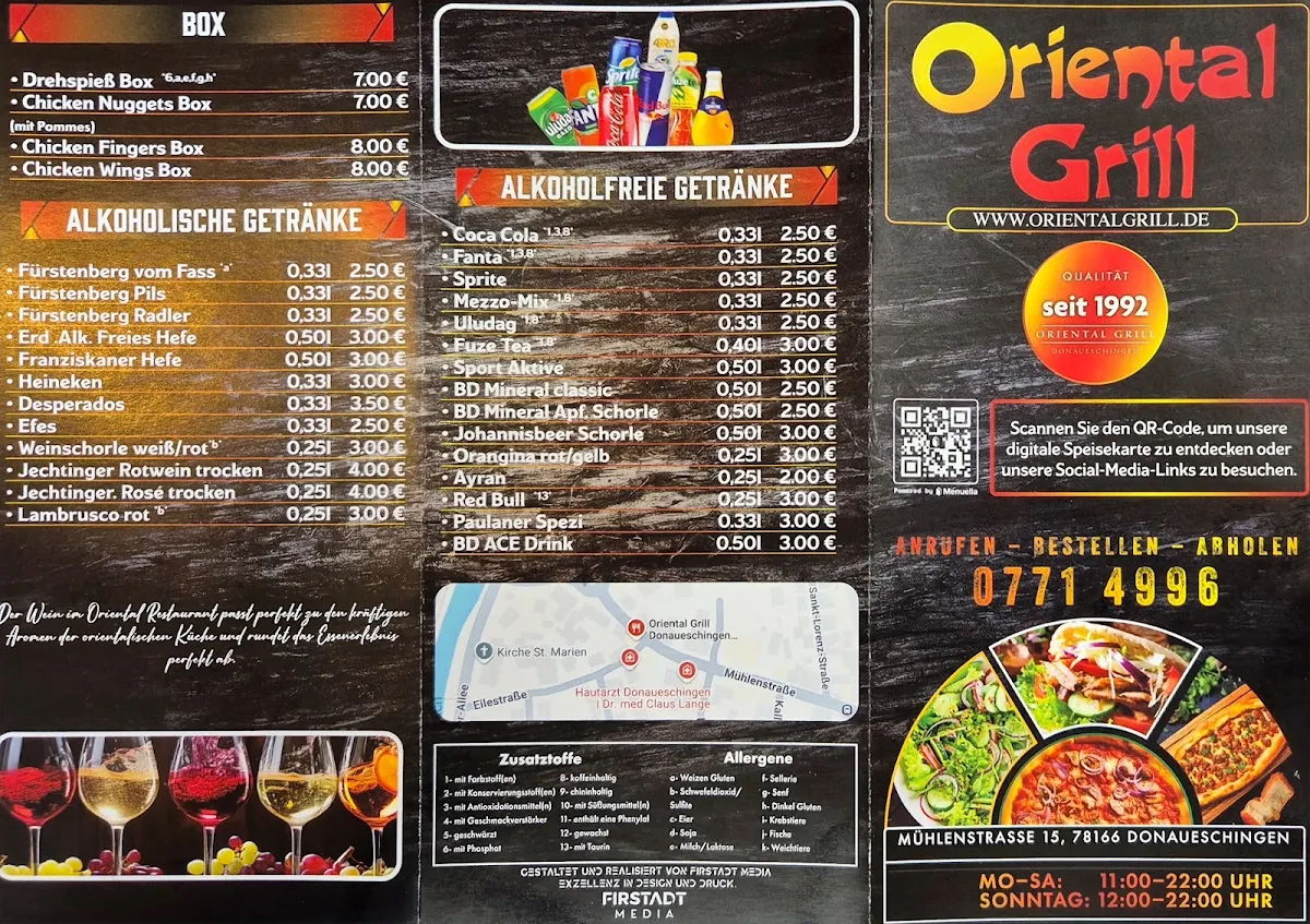 Speisekarte, Oriental Grill Donaueschingen - Kevin Kilicoglu