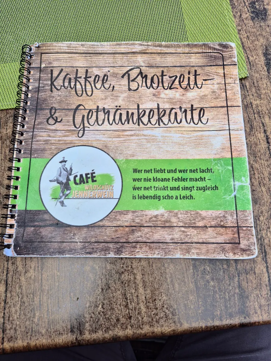 Speisekarte, Cafe Wildschütz Jennerwein