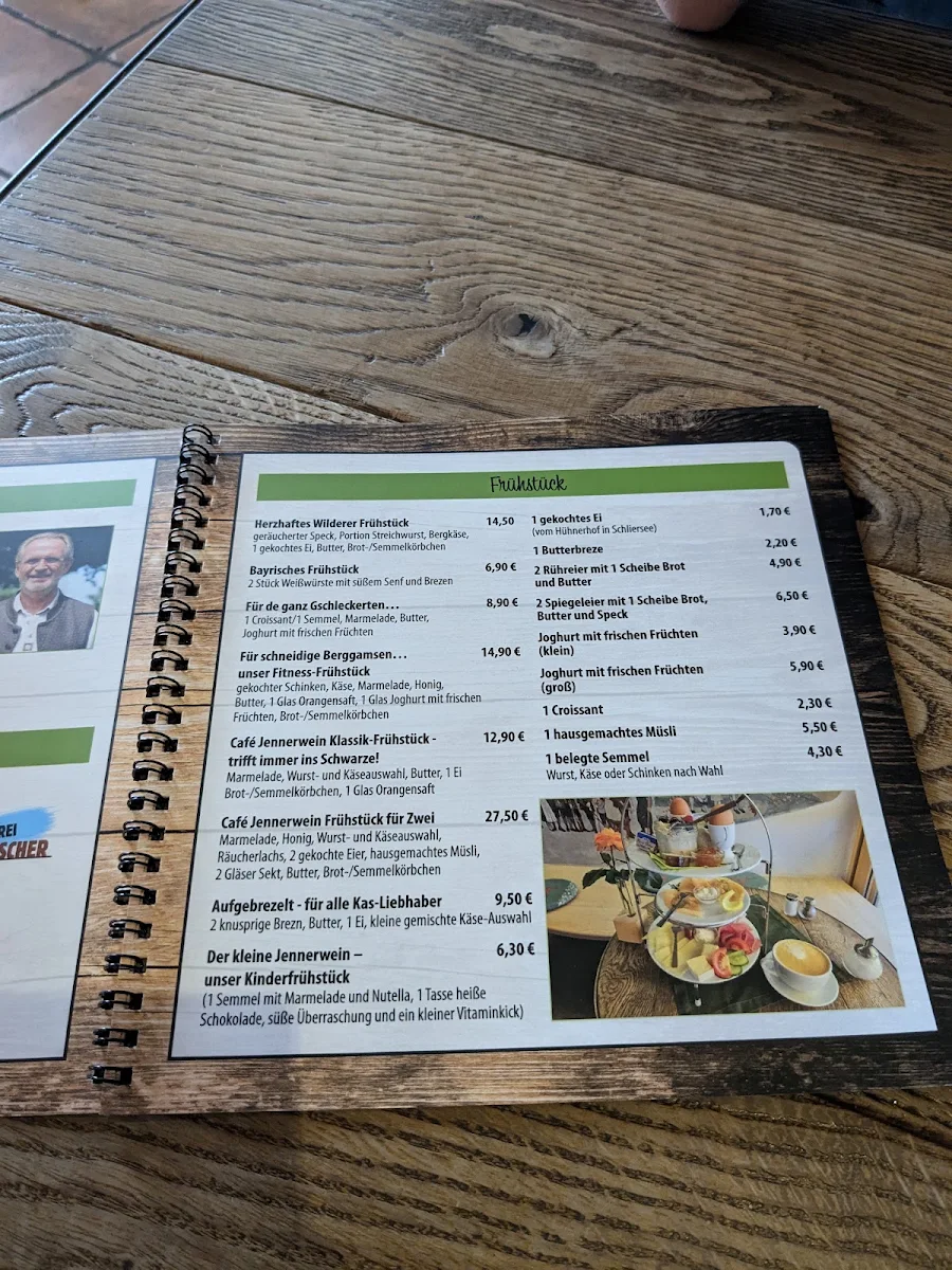 Speisekarte, Cafe Wildschütz Jennerwein