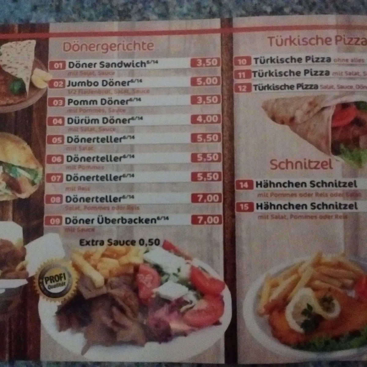 Speisekarte, Chickenland Pizza Kebab Haus