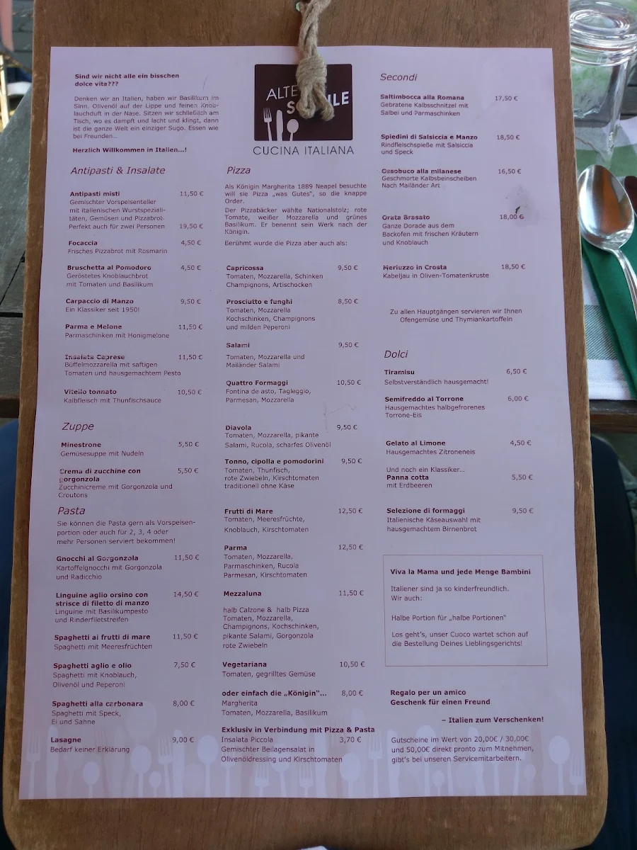 Speisekarte, Alte Schule - Cucina Italiana