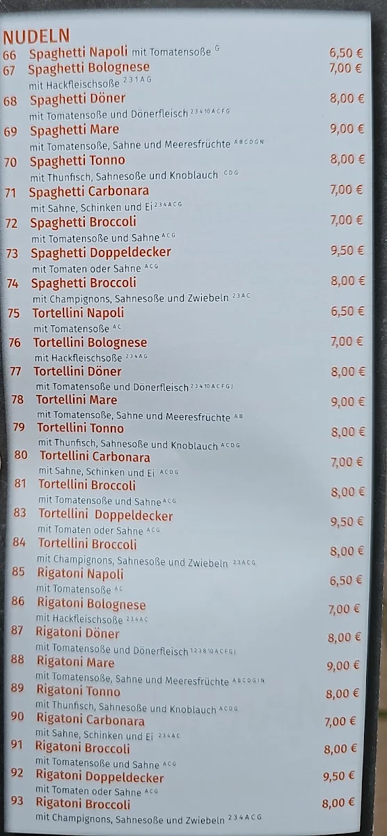 Speisekarte, Maradona Döner