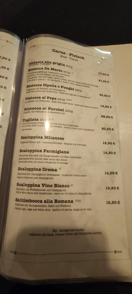 Speisekarte, Ristorante Pizzeria Da Mario