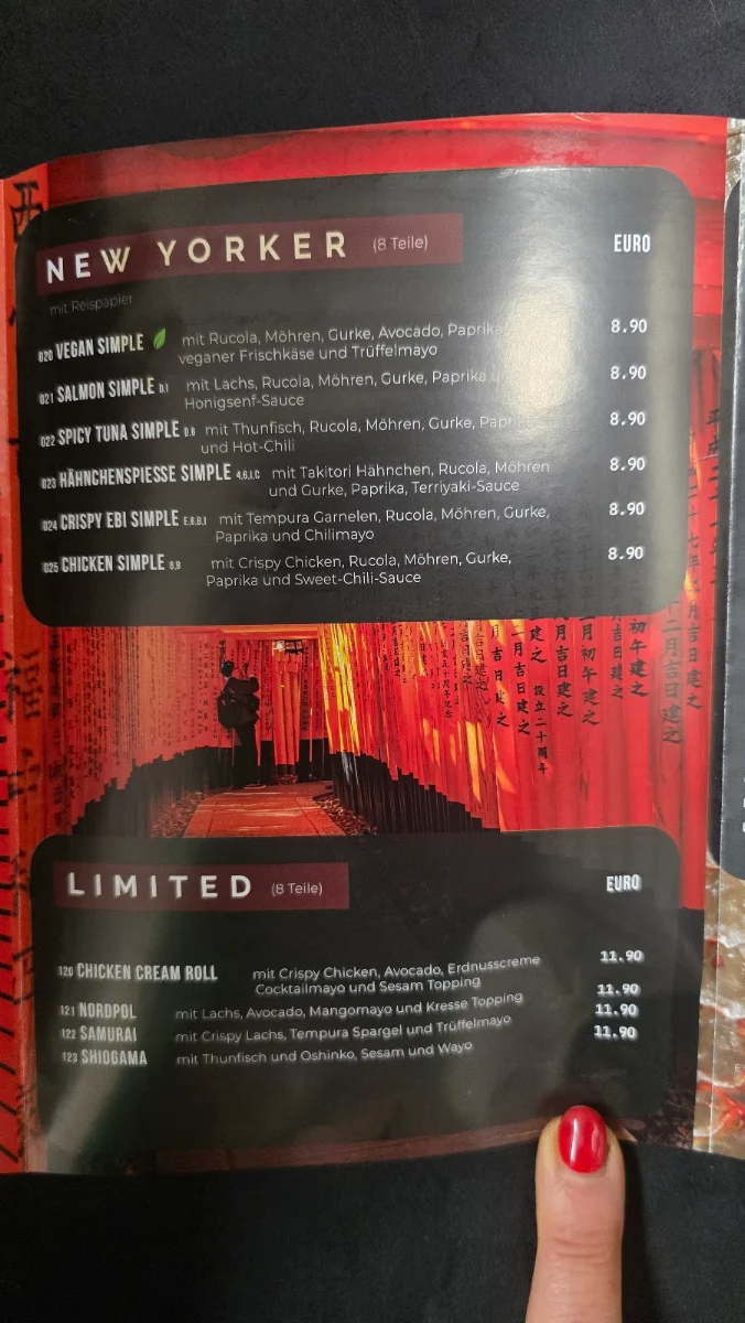 Speisekarte, Rin Sushibar Bergedorf