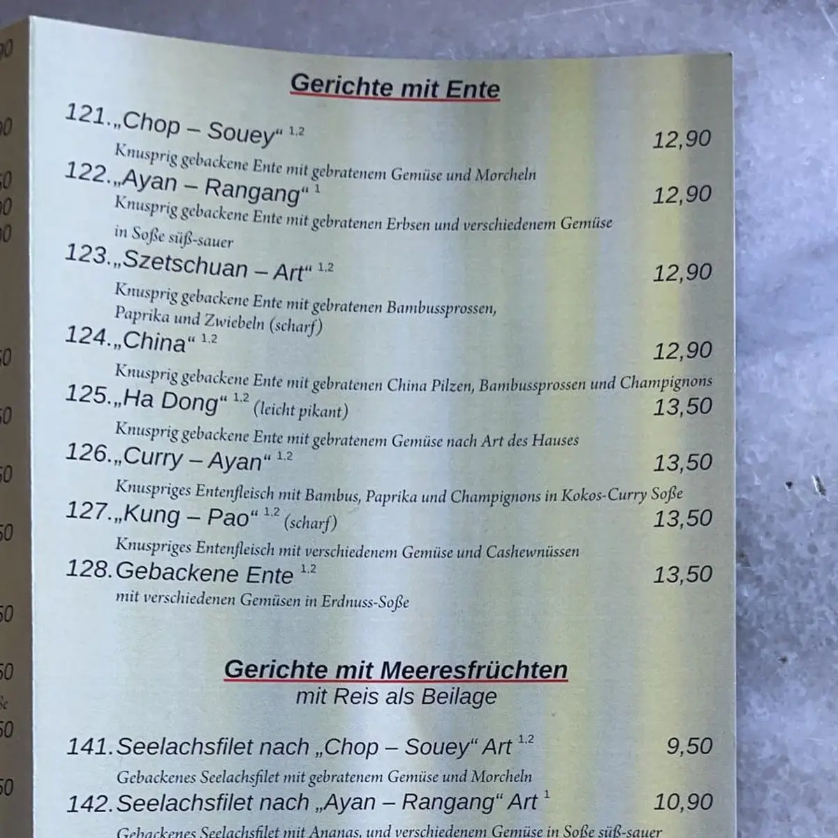Speisekarte, Ha Dong - Chinesisches Restaurant - Daun