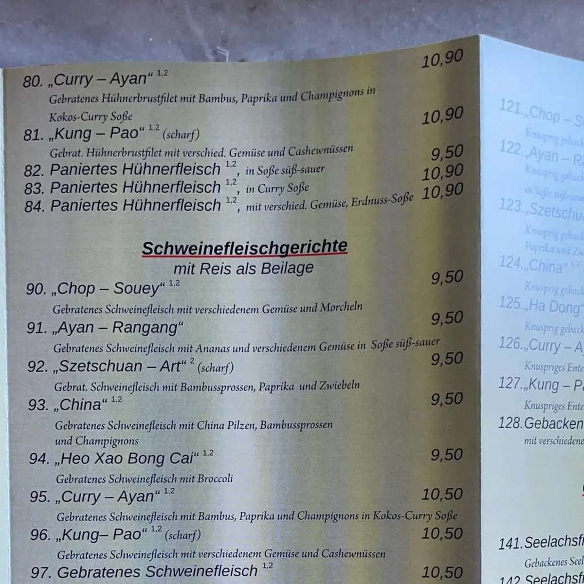 Speisekarte, Ha Dong - Chinesisches Restaurant - Daun