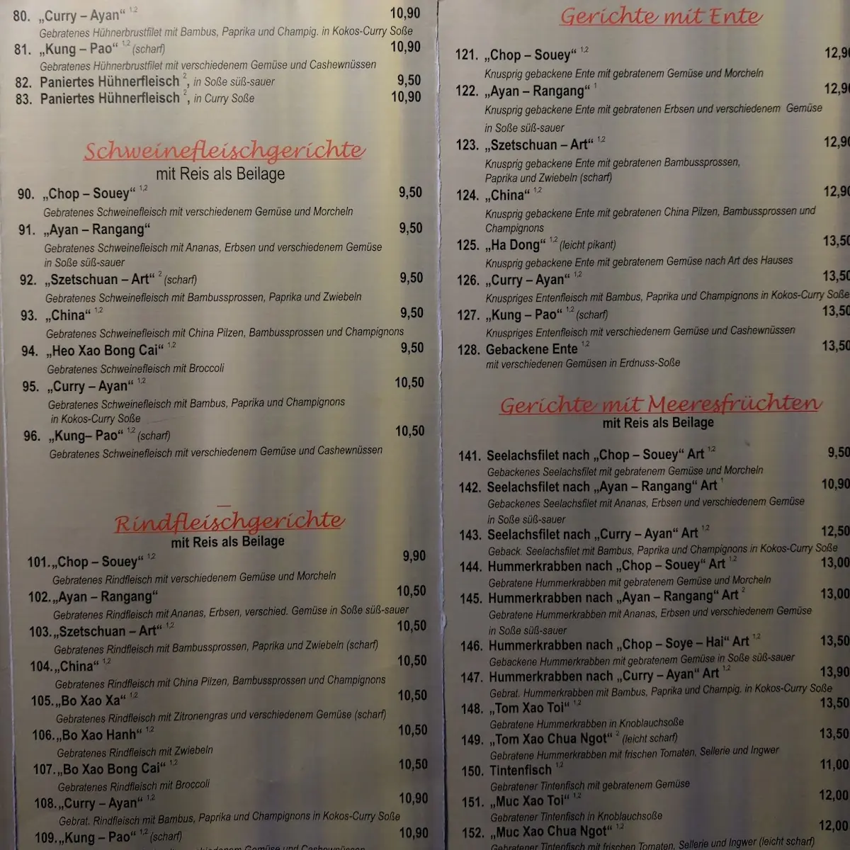 Speisekarte, Ha Dong - Chinesisches Restaurant - Daun