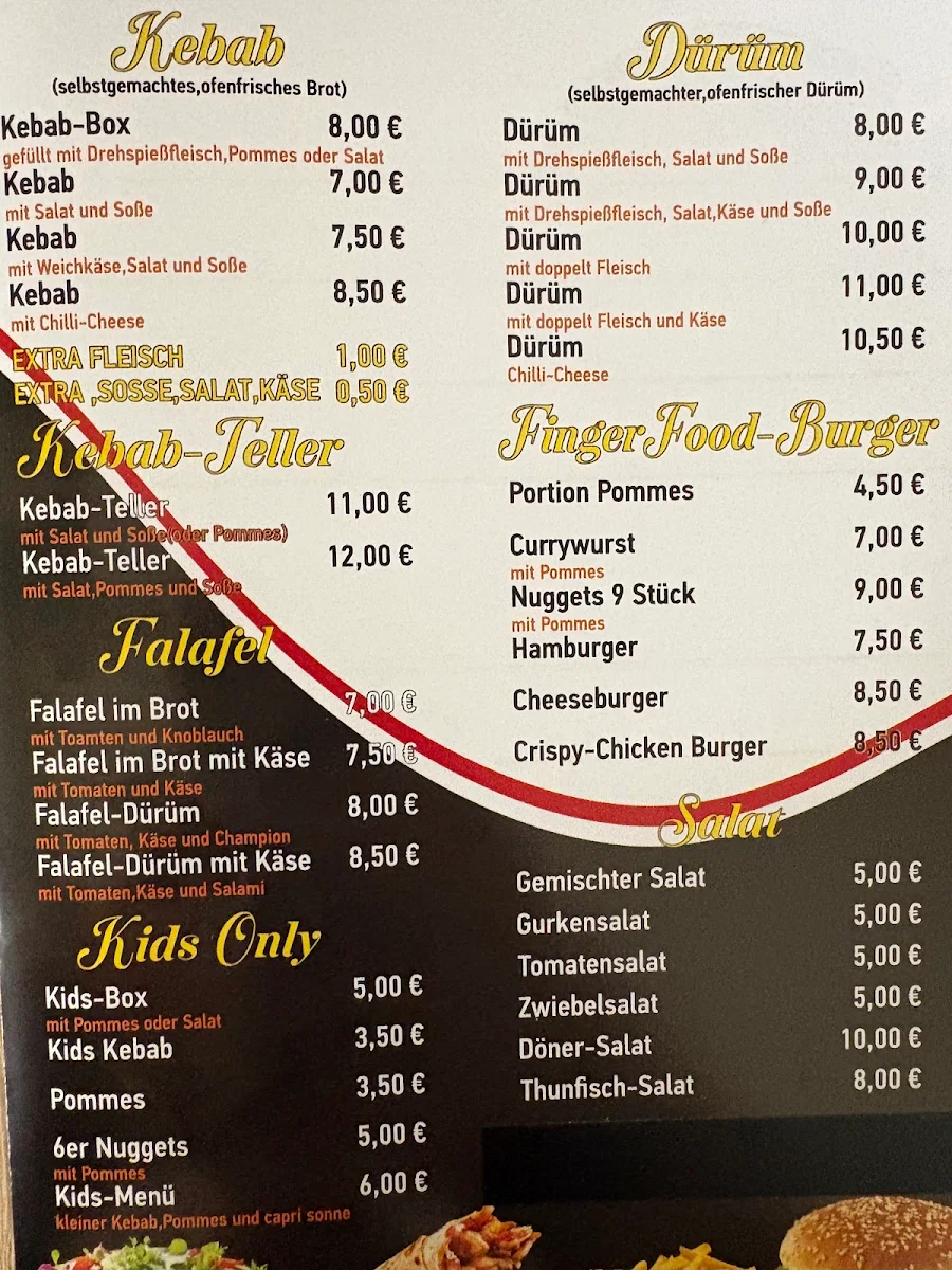 Speisekarte, Winner & Winner Chicken Döner