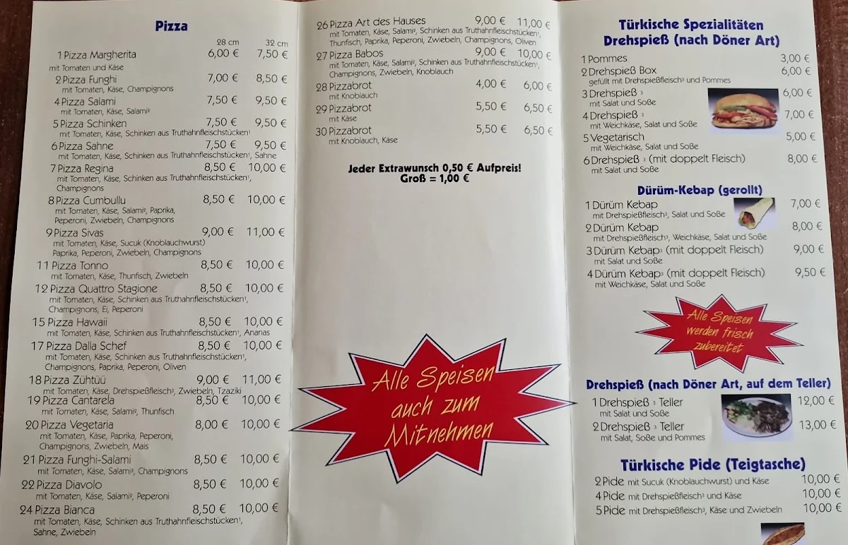 Speisekarte, Winner & Winner Chicken Döner